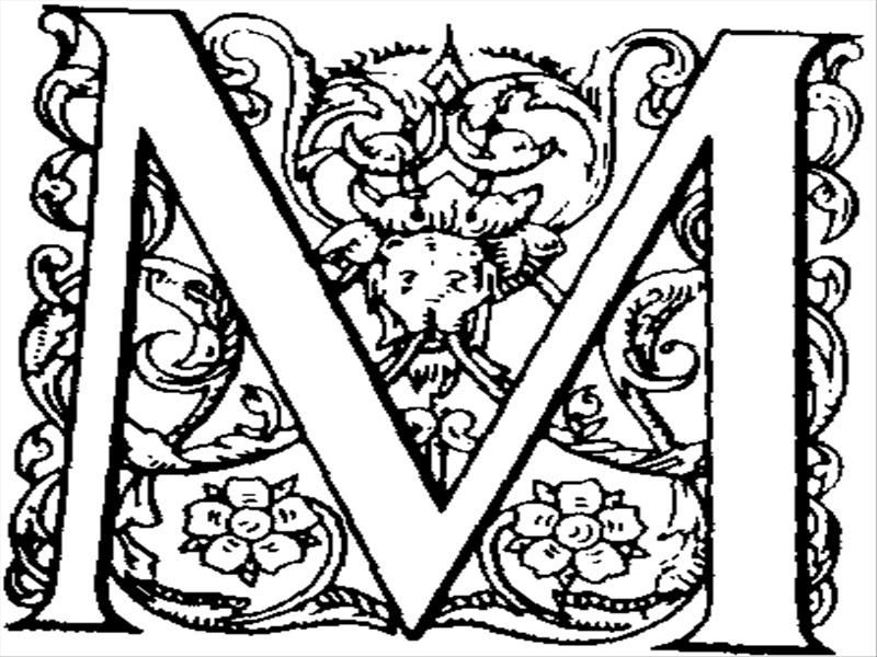 Bogstaver blomsterskrift M