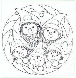 En nissefamilie i guldramme